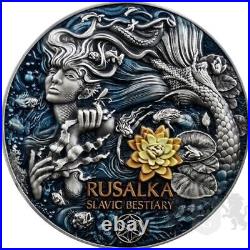 2021 3 Oz Silver 2000 Francs Cameroon RUSALKA Mermaid Antiqued Coin