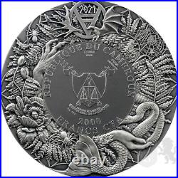 2021 3 Oz Silver 2000 Francs Cameroon RUSALKA Mermaid Antiqued Coin
