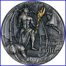 2021 $5 Niue Angels And Demons LUCIFER Antique Finish 2 Oz Silver Coin