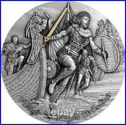 2021 $5 Niue FREYDIS EIRIKSDOTTIR Vikings Antique Finish 2 Oz Silver Coin