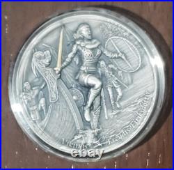 2021 $5 Niue FREYDIS EIRIKSDOTTIR Vikings Antique Finish 2 Oz Silver Coin