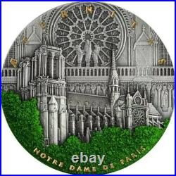 2021 $5 Niue NOTRE DAME DE PARIS 2 oz Silver Coin Antique Finish