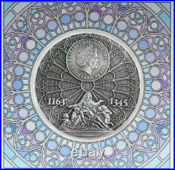 2021 $5 Niue NOTRE DAME DE PARIS 2 oz Silver Coin Antique Finish