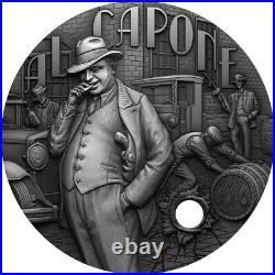 2021 $5 Niue The Gangsters AL CAPONE Antique Finish Gilded 2 Oz Silver Coin