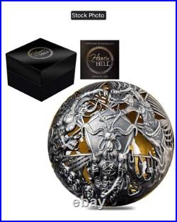 2021 $5 Samoa Heaven & Hell Antiqued 2 oz. 999 Silver Sphere Coin withGold Plating