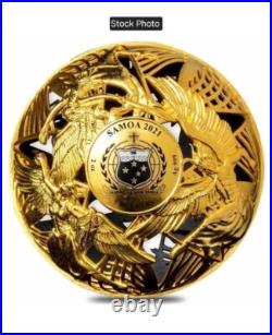 2021 $5 Samoa Heaven & Hell Antiqued 2 oz. 999 Silver Sphere Coin withGold Plating