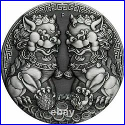 2021 Australia Double Pixiu Antiqued 2 oz. 9999 Silver Coin Only 888 Minted
