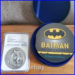 2021 Batman 2 oz Antique finish. 999 Silver Coin 10$ Cook Islands MS70 FR