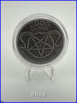 2021 Cameroon 2 oz. 999 Antique Silver Beelzebub Coin