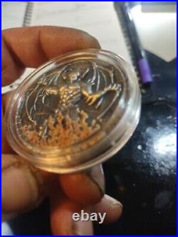 2021 Cameroon 2000 CFA BEELZEBUB Antique High Relief Gilded 2oz. 999 Silver Coin