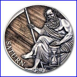 2021 Cameroon 3 oz Antique Silver Planets and Gods Saturn SKU#230353