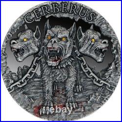 2021 Cameroon Mythical Creatures Cerberus 2 oz Silver Antiqued Coin