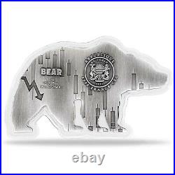 2021 Chad 1 oz Silver Bear Shaped Antiqued High Relief Coin (withBox)