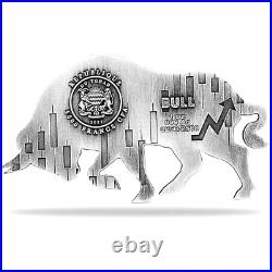2021 Chad 1 oz Silver Bull Shaped Antiqued High Relief Coin (withBox)