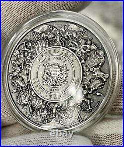2021 Chad Mermaid and Unicorn 2 oz Silver Antique High Relief Coin