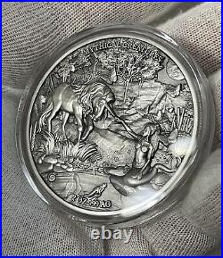2021 Chad Mermaid and Unicorn 2 oz Silver Antique High Relief Coin