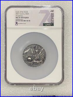 2021 Cook Is Gods of the World Amaterasu 3 oz 999 Silver Coin NGC MS 70 Antiqued