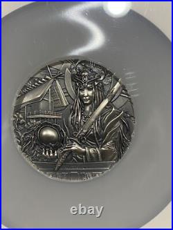 2021 Cook Is Gods of the World Amaterasu 3 oz 999 Silver Coin NGC MS 70 Antiqued