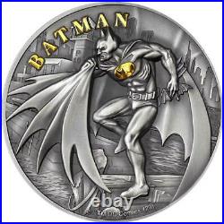 2021 Cook Islands 2 oz Batman DC Comics Gilded Antique Finish Silver Coin