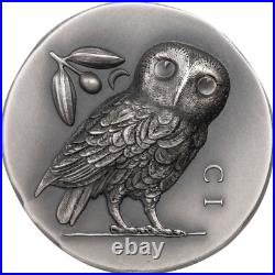 2021 Cook Islands $5 Athena's Owl 1oz. 999 Silver Ultra High Relief Mintage 999