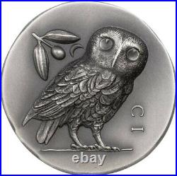 2021 Cook Islands $5 Athena's Owl 1oz. 999 Silver Ultra High Relief Mintage 999