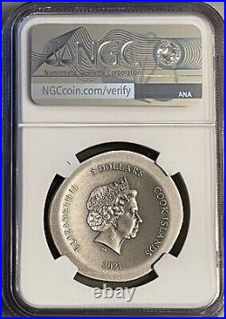 2021 Cook Islands Athena's Owl NGC MS70 First Release Antiqued Ultra High Relief