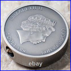 2021 Cook Islands La Cienega Meteorite $5 1oz. 999 Silver Coin with Real Meteorite