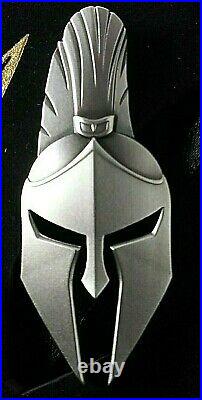 2021 Fiji 2 oz Silver Ancient Warriors Spartan Mask Shaped Coin SHIPS FREE NOW