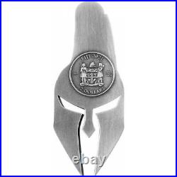 2021 Fiji Ancient Warriors Spartan Warrior Mask Shaped 2 oz. 999 Silver Antiqu