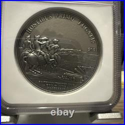 2021 France 2oz Silver Washington Before Boston High Relief NGC MS70 Antiqued