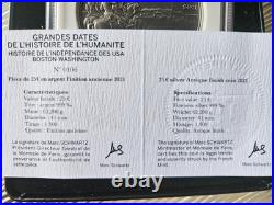 2021 France Silver MS70 Antiqued Washington before Boston FDI 25euro 2oz
