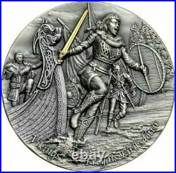 2021 Freydis Eiriksdottir Vikings 2 oz Antique finish. 999 Silver Coin 5$ Niue