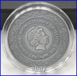 2021 Ghana Goddesses of Health ZIVA 50g 999 Silver Antique Finish in OGP