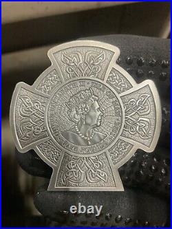 2021 Isle of Man Cernunnos Horned God 3 oz Antiqued Silver Coin Celtic Cross