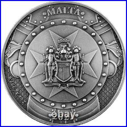 2021 Malta Knights of the Past 2oz. 9999 Antiqued Silver High Relief Coin