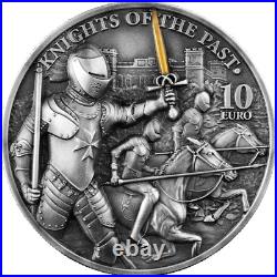 2021 Malta Knights of the Past High Relief 2oz. 999 Silver Antiqued Mintage 999