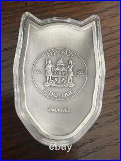 2021 Marvel $5 Fiji 2oz Silver BLACK PANTHER Icon High Relief Antiqued Coin