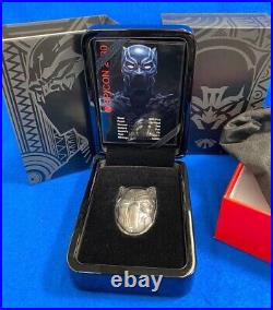 2021 Marvel Black Panther 2 Oz. 999 Antique Silver withBox + COA