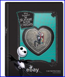 2021 Nightmare Before Christmas ETERNAL LOVE HEART SHAPED. 999 silver coin