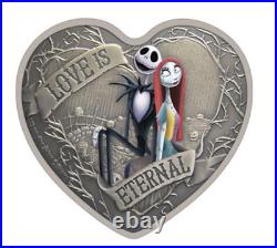 2021 Nightmare Before Christmas ETERNAL LOVE HEART SHAPED. 999 silver coin