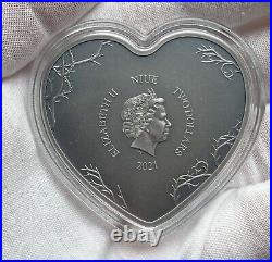 2021 Nightmare Before Christmas LOVE IS ETERNAL Heart Shaped 1oz Silver Coin