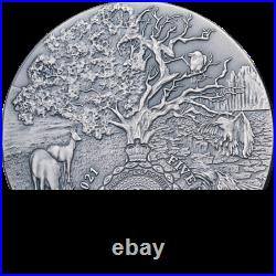 2021 Niue 2 Ounce Silver $5 Angels & Demons Lucifer Antiqued OGP COA STOCK