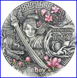 2021 Niue 2 oz Antique Silver Heroines Hua Mulan