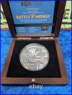 2021 Niue 2 oz Antique Silver Sea Battles The Battle of Midway