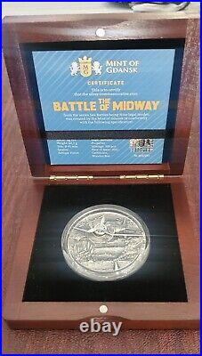 2021 Niue 2 oz Antique Silver Sea Battles The Battle of Midway