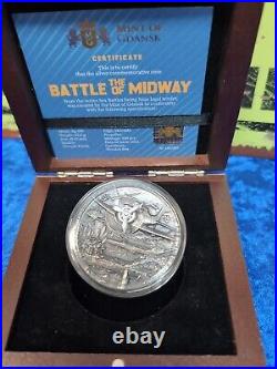 2021 Niue 2 oz Antique Silver Sea Battles The Battle of Midway