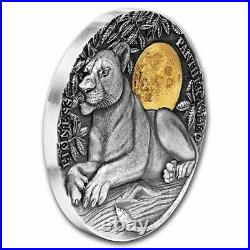 2021 Niue 2 oz Antique Silver Wildlife In the Moonlight Lioness SKU#237022