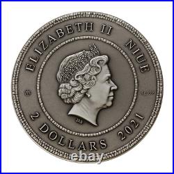 2021 Niue 2oz Silver Antique High Relief Coin Mosaic Salvador Dali Mintage 500