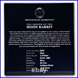 2021 Niue Antique Silver Moon Rabbit SKU#228678