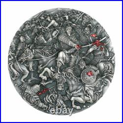2021 Niue Genghis-Khan High Relief 2 oz Silver Antiqued $5 Coin GEM BU